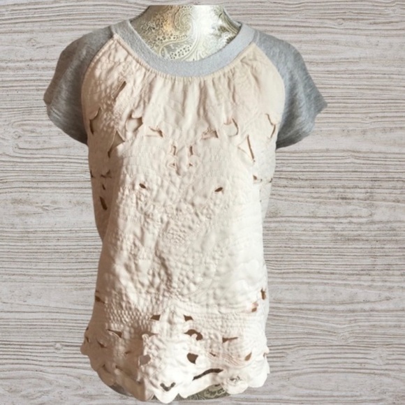 Anthropologie Saturday Sunday Textured Cream Top - Picture 1 of 4